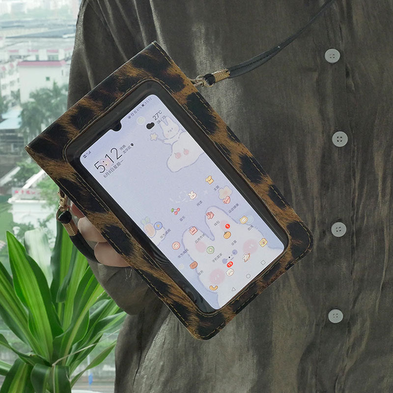 Retro leopard print phone bag