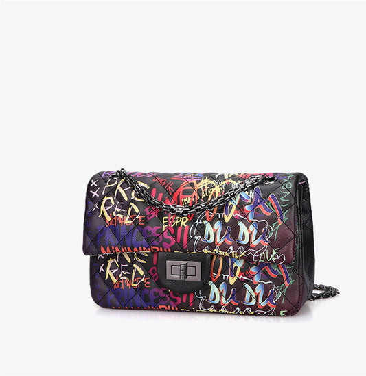 Graffiti Alphabet Rhombus Chain Bag