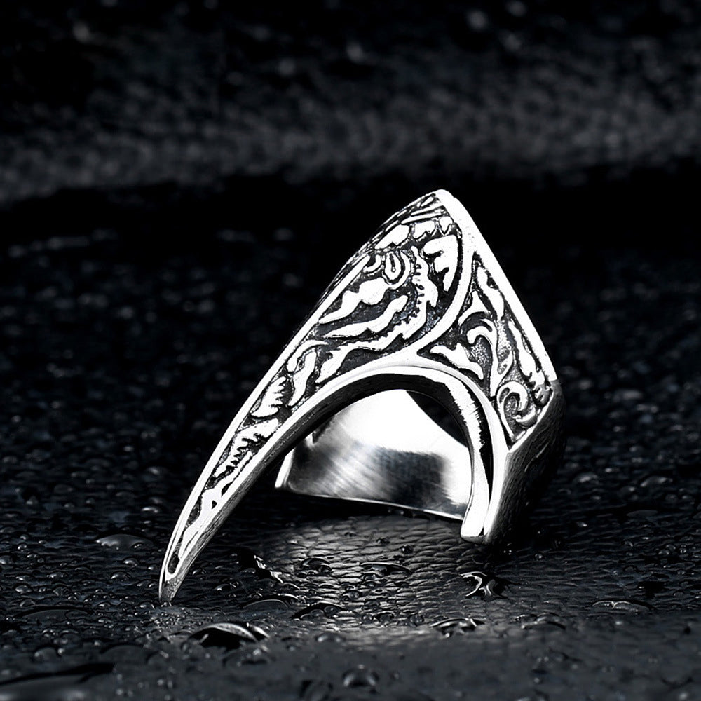 Titanium Steel Carved Ring