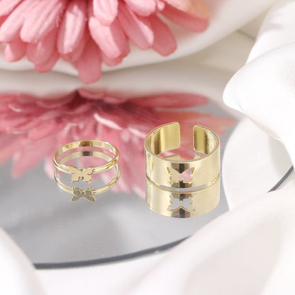 Creative Personality Butterfly 2-Piece Ring Set