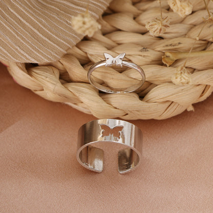 Creative Personality Butterfly 2-Piece Ring Set