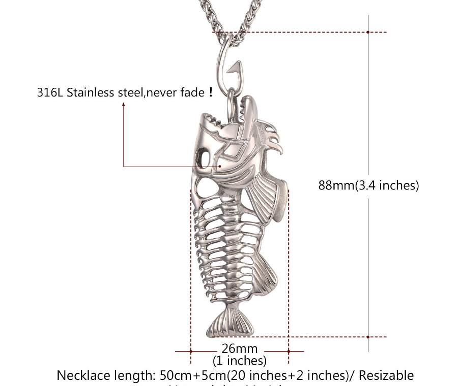 Fish Bone Titanium Necklace