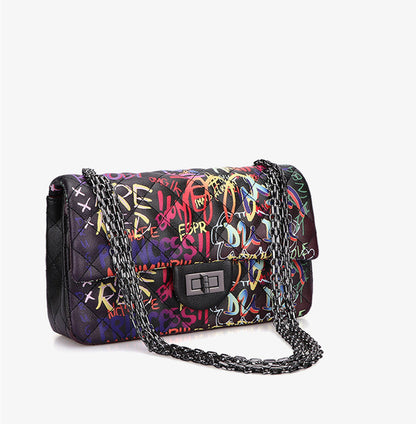 Graffiti Alphabet Rhombus Chain Bag