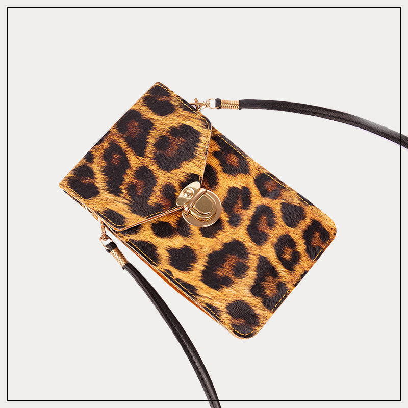 Retro leopard print phone bag