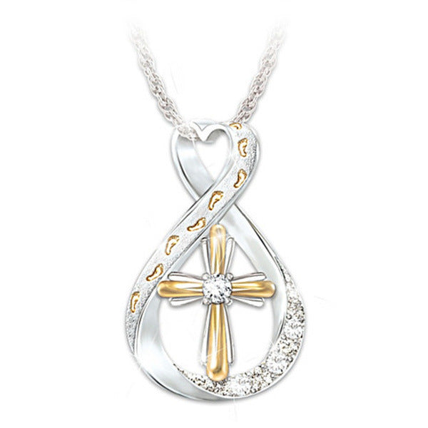 Cross Footprint Diamond Pendant