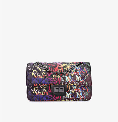 Graffiti Alphabet Rhombus Chain Bag