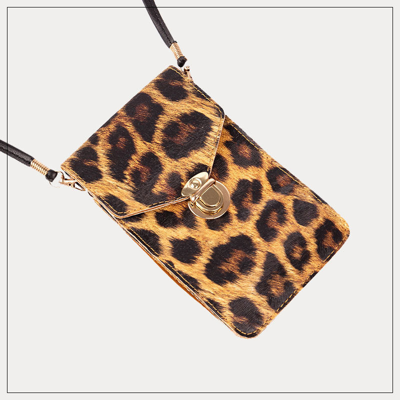 Retro leopard print phone bag