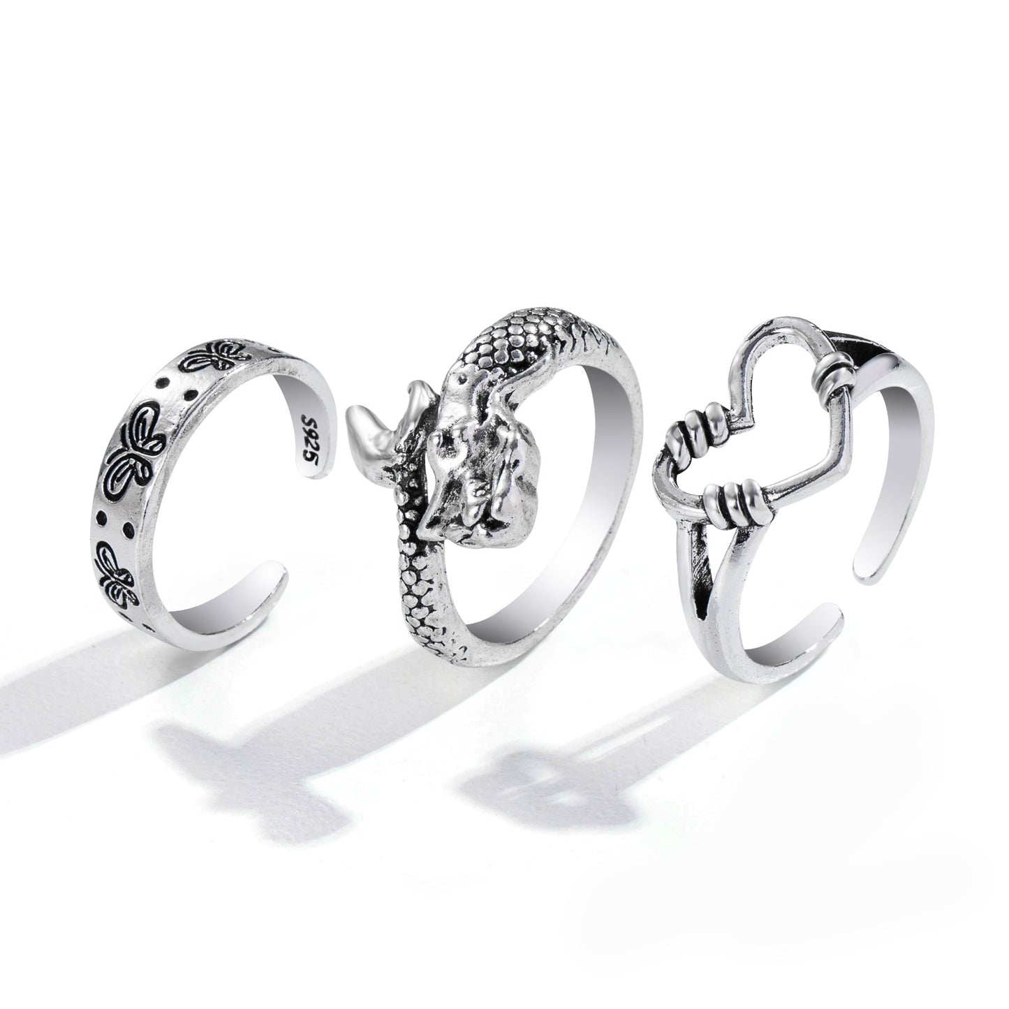 Creative Personality Butterfly 2-Piece Ring Set