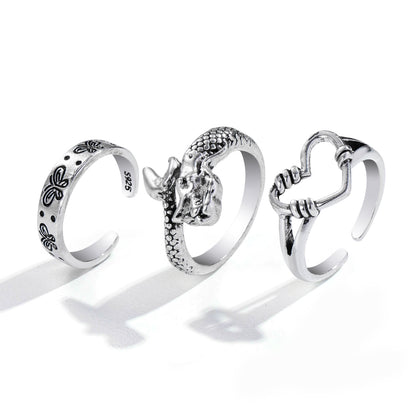 Creative Personality Butterfly 2-Piece Ring Set